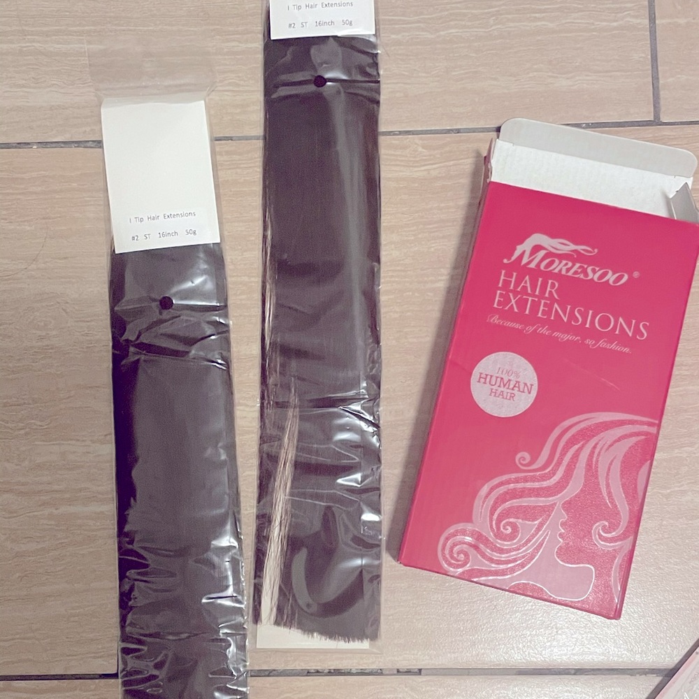 Chocolate brown I-tip extensions 16 inches
